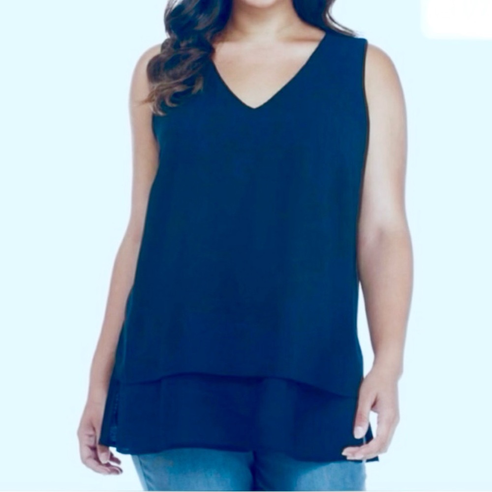 MICHAEL Michael Kors Navy Blue Sleeveless V-Neck Layered Tank Top
